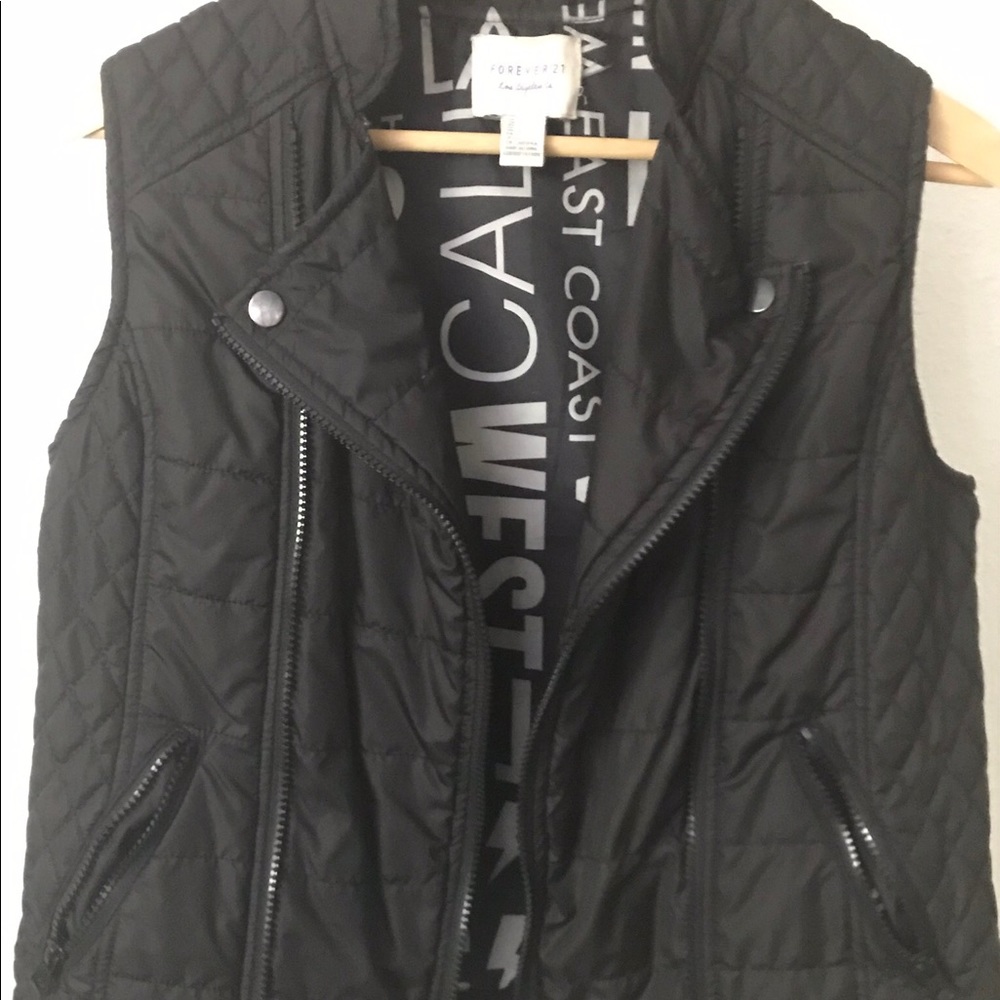 Double Breasted Black Reverse ZIP Bomber Vest